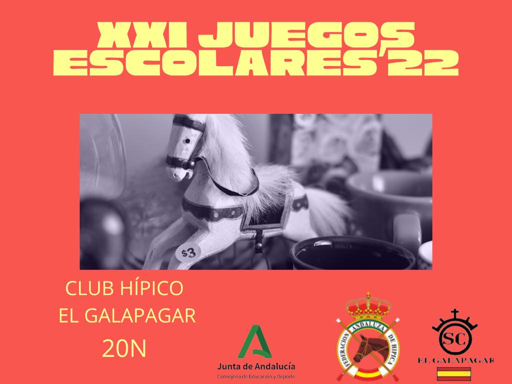 🗓️20 Noviembre XXI Juegos Escolares – CJANDET FEDERACION ANDALUZA DE HIPICA en el Club Hipico El Galapagar, (Tomares)Sevilla                                         