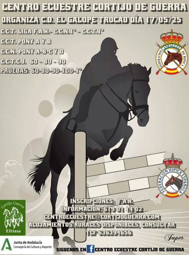 🗓️17 De mayo CNCP1 CONCURSO NACIONAL DE PONIS. C.D. HÍPICO EL GALOPE TROCAO, instalaciones Cortijo Guerra, Efriasa, Puerto Real (Cádiz).