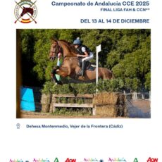 🗓️Del 13 al 14 de diciembre CAMPEONATO DE ANDALUCÍA DE CCE. Federación Andaluza de Hípica, instalaciones Dehesa Montenmedio, Vejer de la Ftra. (Cádiz).