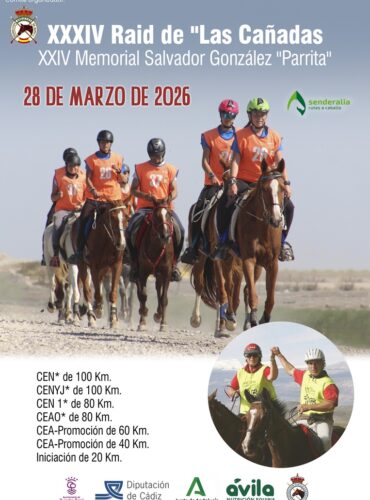 🗓️28 De marzo XXXIV RAID DE LAS CAÑADAS – XXIV MEMORIAL S. GONZÁLEZ PARRITA – CEN*-CENYJ*-CEA I20-CEA P40-CEA P60-CEA 0*-CEA 1*. Senderalia Ecuestre, Puerto Real (Cádiz).
