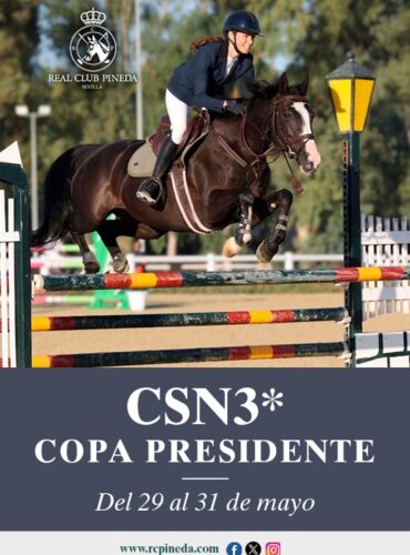 🗓️Del 29 al 31 de mayo CSN3* COPA PRESIDENTE. Real Club Pineda, Sevilla.