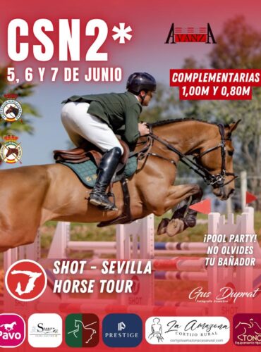 🗓️Del 5 al 7 de junio CSN2* SHOT CARMONA. Avanza Eventos Hípicos, S.L., instalaciones Shot, Carmona (Sevilla).