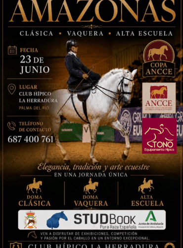 🗓️23 De junio CONCURSO DE AMAZONAS DOMA CLÁSICA, DOMA VAQUERA Y ALTA ESCUELA «PALMA PRE 2026». Tono Servicios Integrales, S.L., instalaciones La Herradura, Palma del Río (Córdoba).