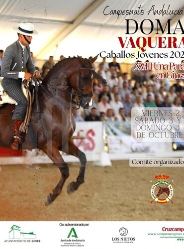 🗓️Del 2 al 4 de octubre CAMPEONATO DE ANDALUCÍA DOMA VAQUERA CABALLOS JÓVENES 2026 – COPA ANCCE. Federación Andaluza de Hípica, Una Pará En Gines, Gines (Sevilla).