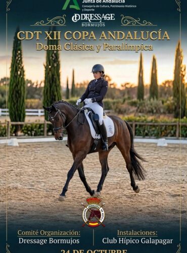 🗓️24 De octubre CDT XII COPA DE ANDALUCÍA DOMA CLÁSICA, PARALÍMPICA, PONIS Y AMAZONAS. Dressage Bormujos, instalaciones C.H. El Galapagar, Bormujos (Sevilla).
